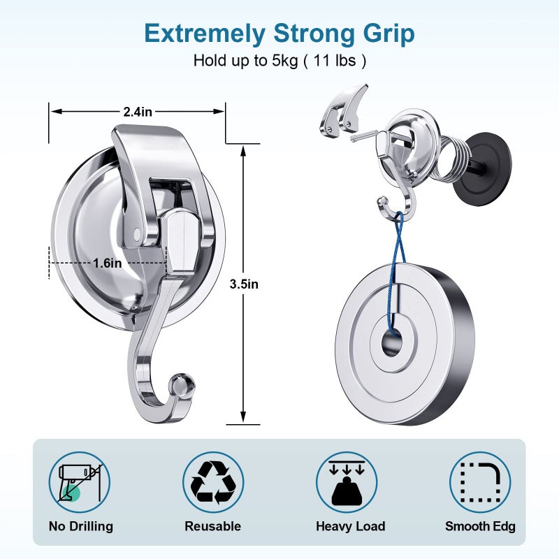 iRomic Heavy Duty Vacuum Suction Cups Hooks (4Pack) Specialized for Kitchen&Bathroom&Restroom Organization - Image 3